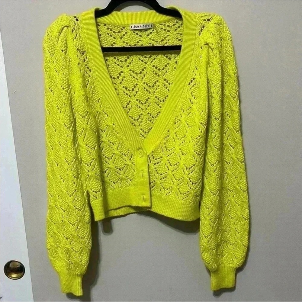 Alice + Olivia Bright Yellow Knit Cardigan